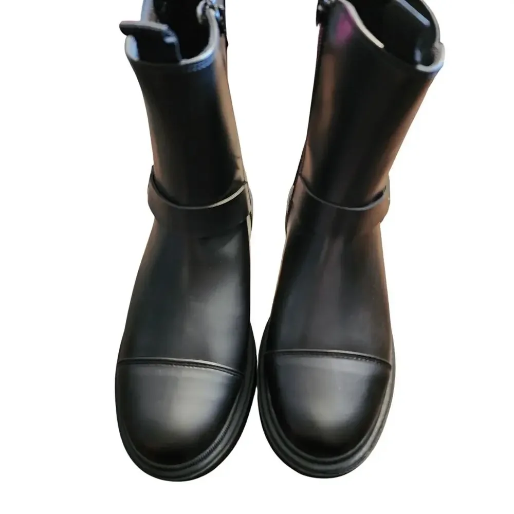 Art Class Black Side Zip Combat Moto Boots Size 5 NWT